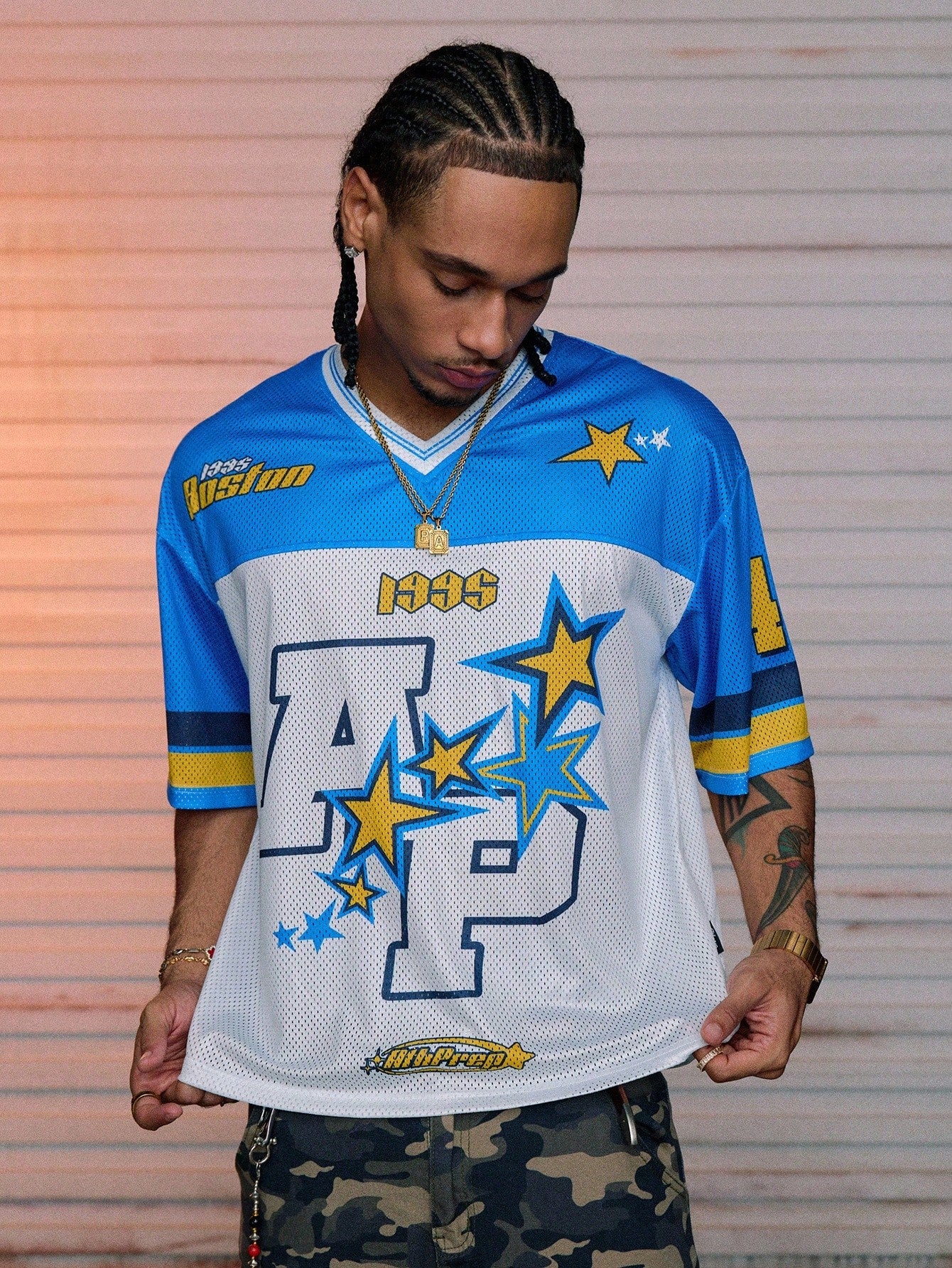 Men's Soccer Style V-Neck Semi-Sheer Jersey