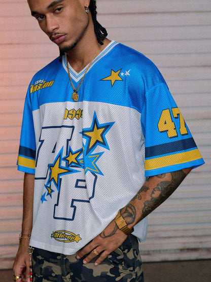 Men's Soccer Style V-Neck Semi-Sheer Jersey