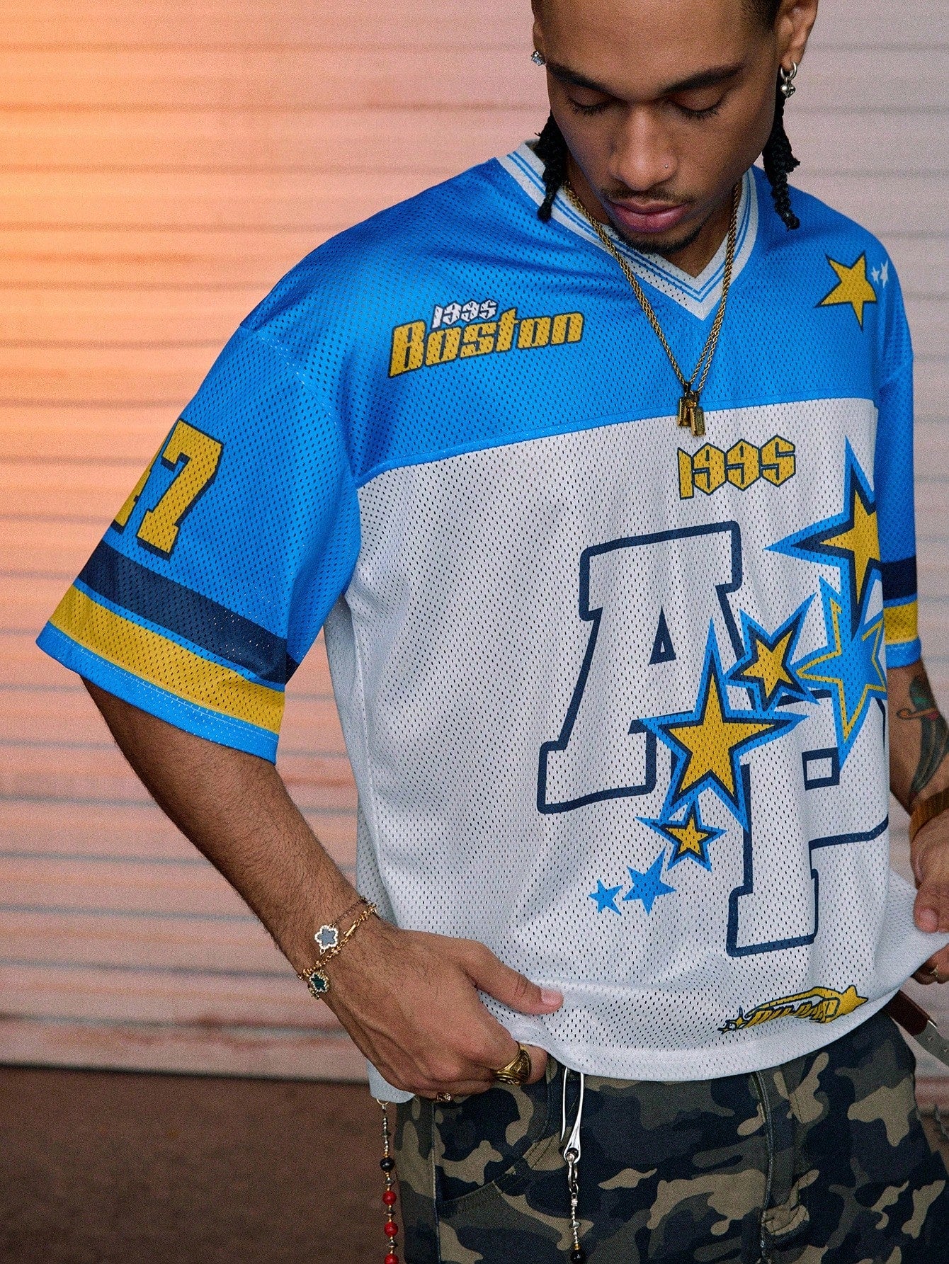 Men's Soccer Style V-Neck Semi-Sheer Jersey