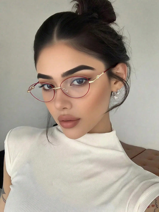 Cat Eye Blue Light Blocking Metal Gaming Glasses