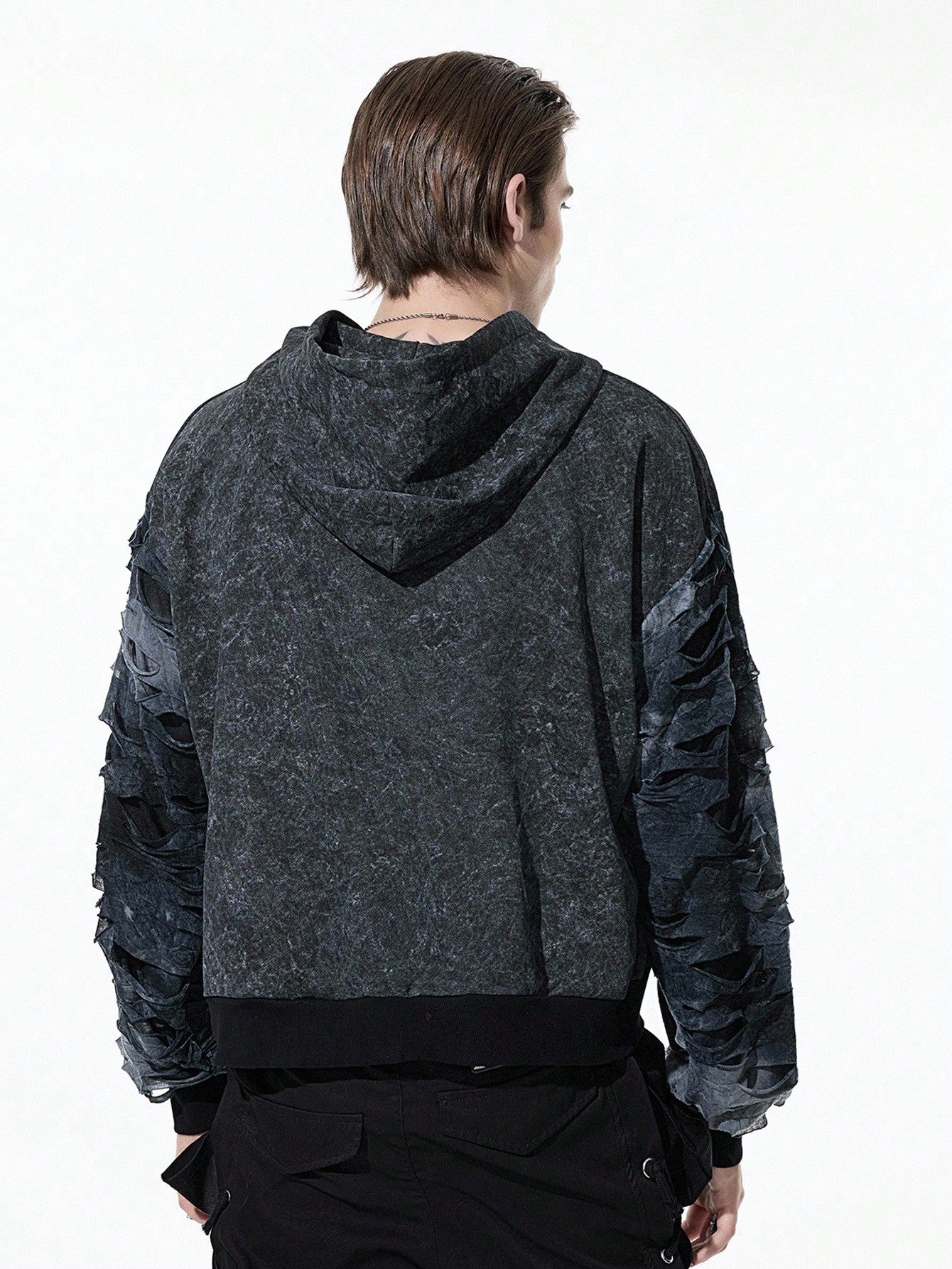 Men's Grunge Punk Color Block Zip-Up Streetwear Hoodie