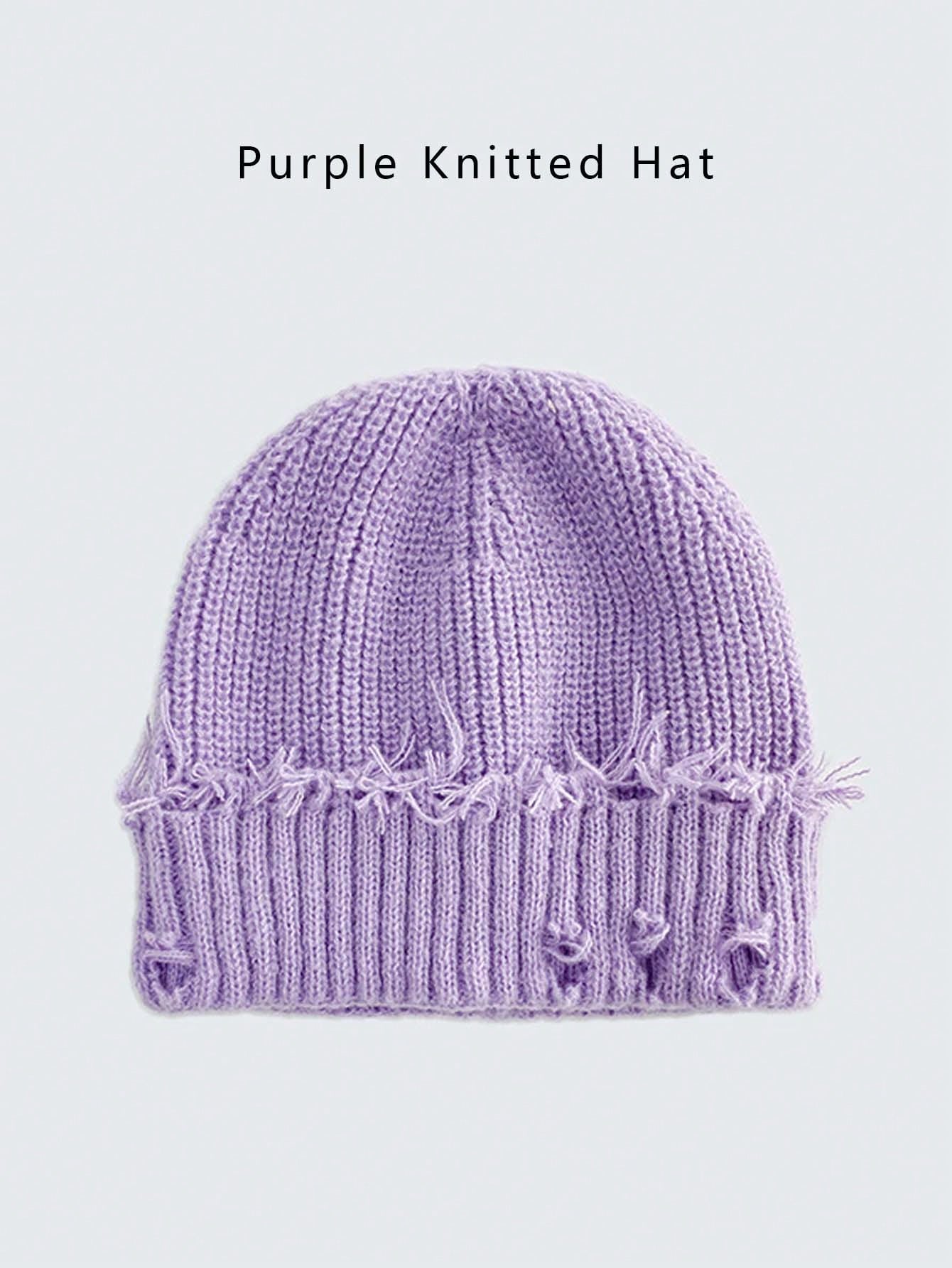 Unisex Frayed Distressed Street Style Knit Beanie