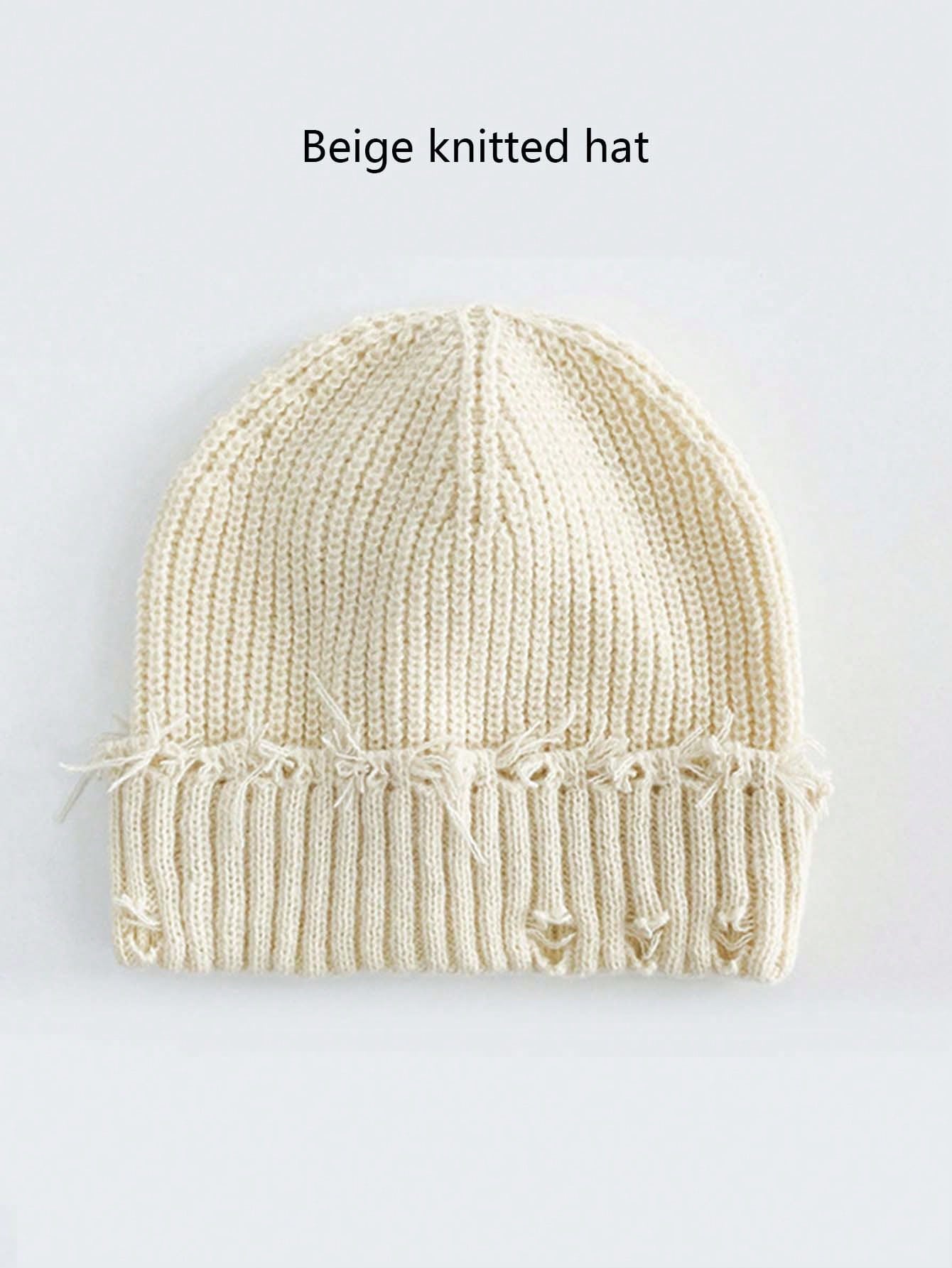 Unisex Frayed Distressed Street Style Knit Beanie