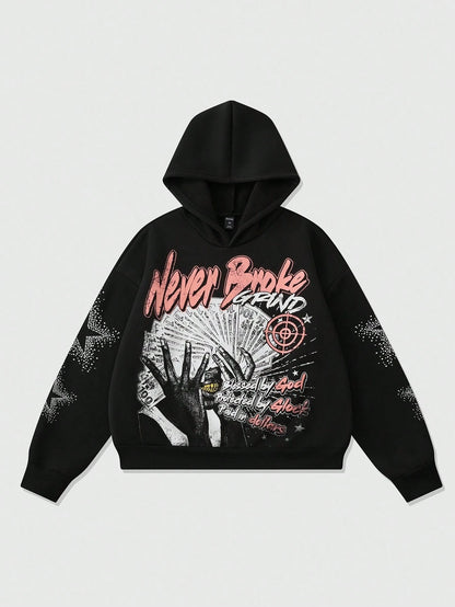 Men's Pentagram Letter Print Hoodie
