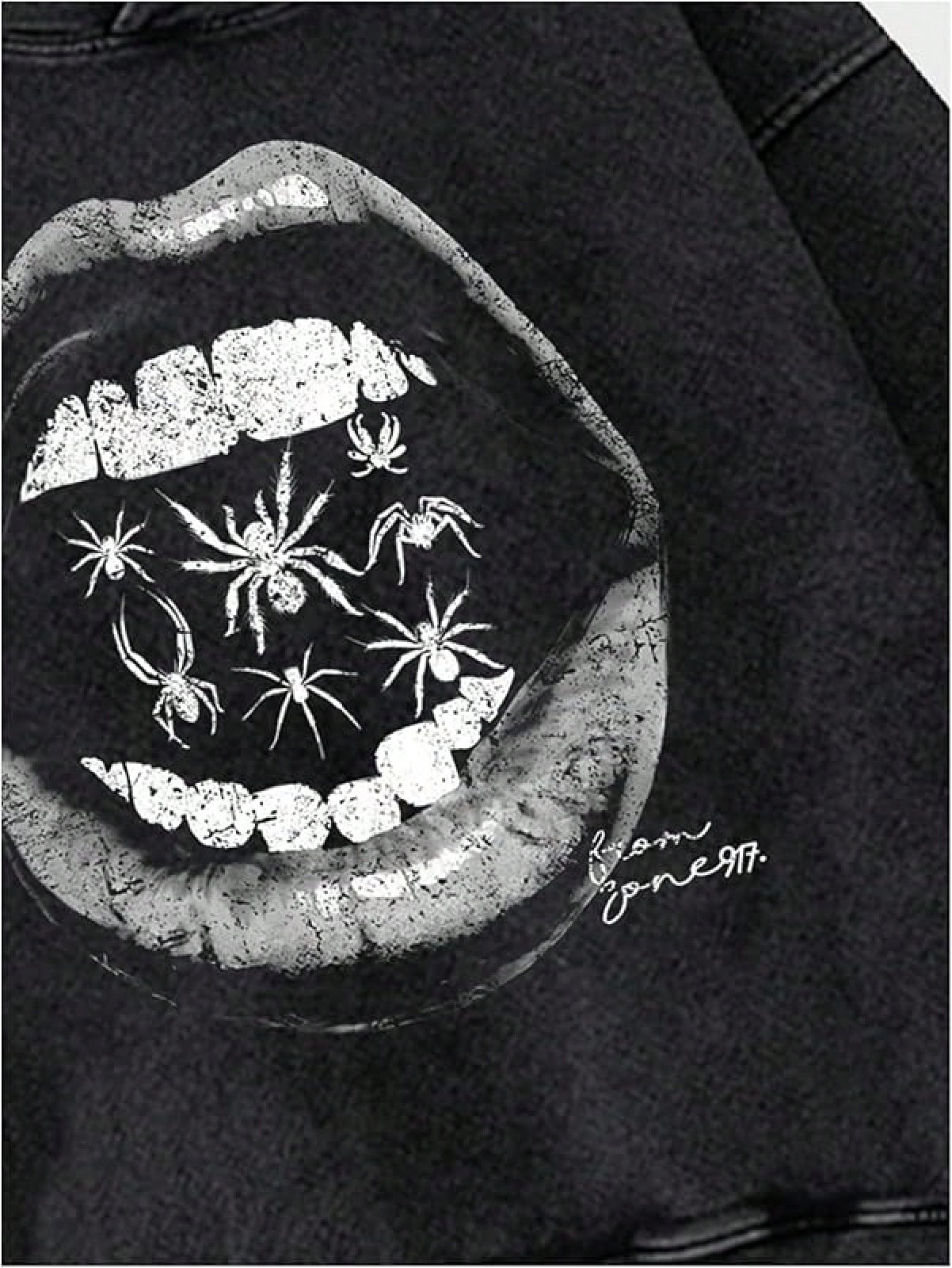 Lips Pattern Oversized Vintage Y2K Graphic Hoodie