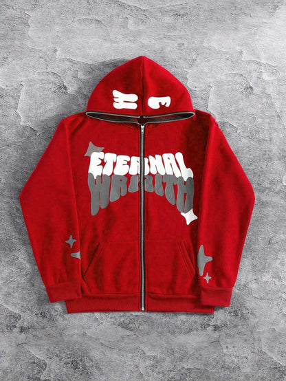 Men's Loose Fit Thermal Zip-Up Hooded Sweatshirt