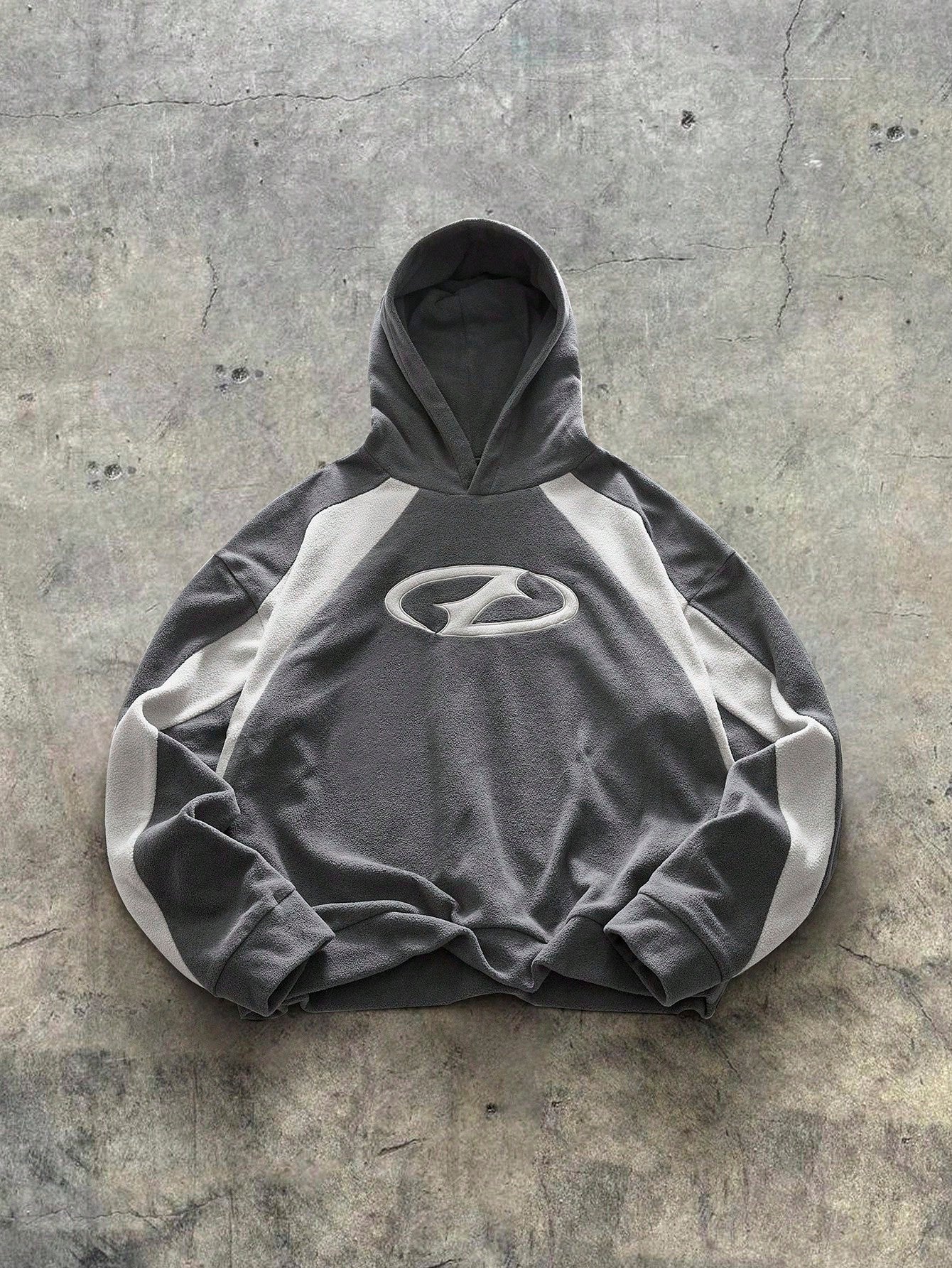 Men Y2K Fluffy Colorblock Racing Hoodie