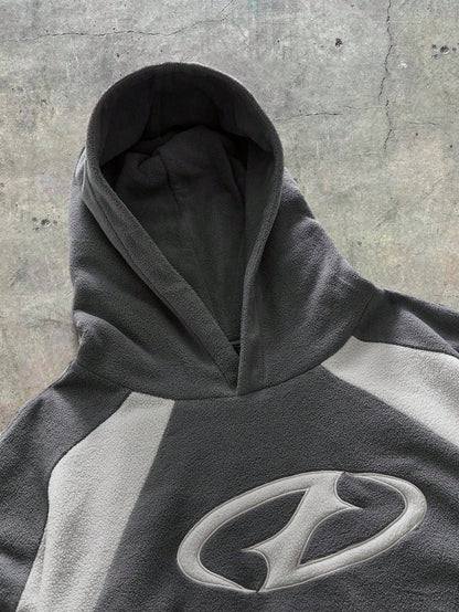 Men Y2K Fluffy Colorblock Racing Hoodie