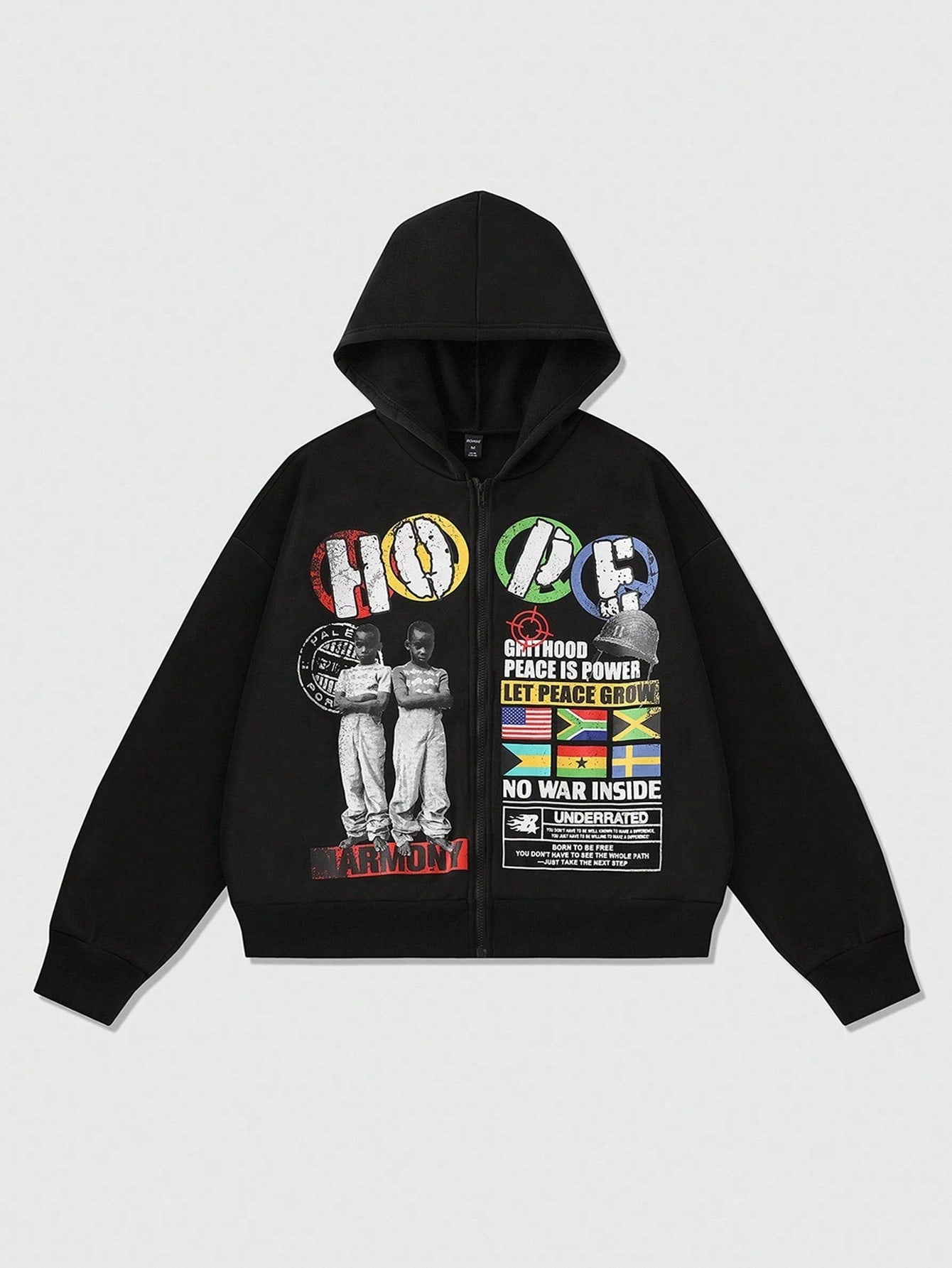 Men's Retro Graphic Zip-Up Hoodie