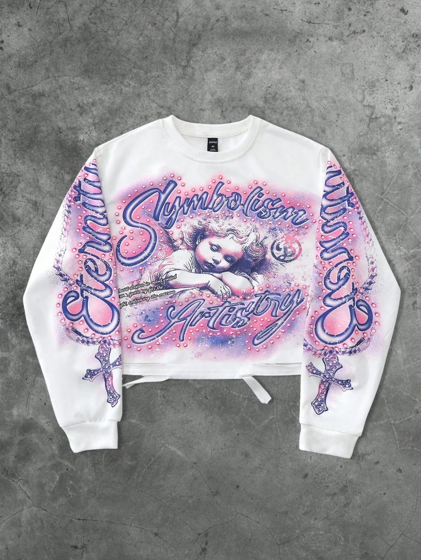 Men Vintage Cross Angel Graphic Sweatshirt