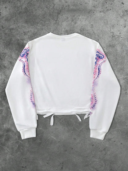 Men Vintage Cross Angel Graphic Sweatshirt