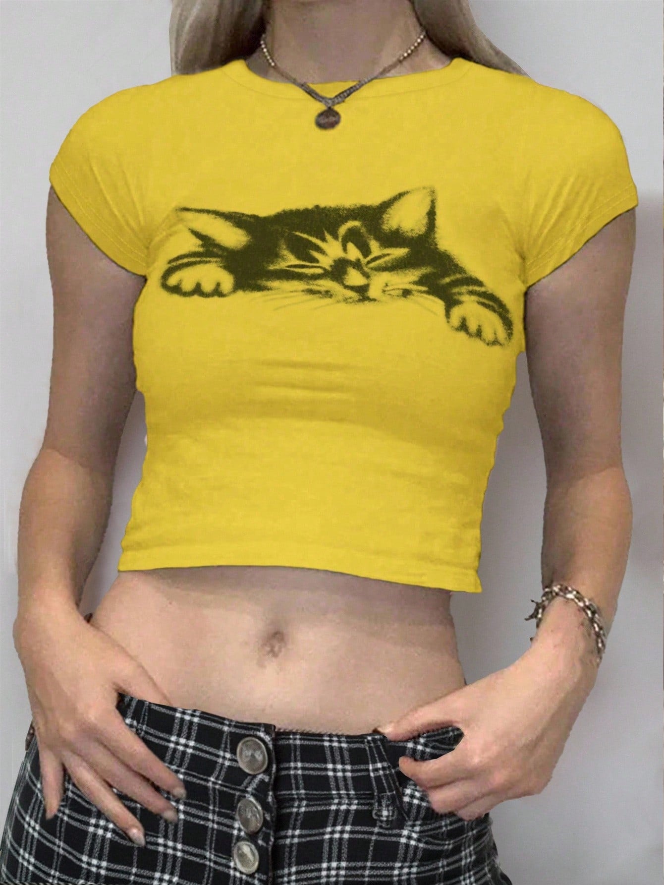Women’s Cute Short Sleeve Cat Pattern Summer T-Shirt