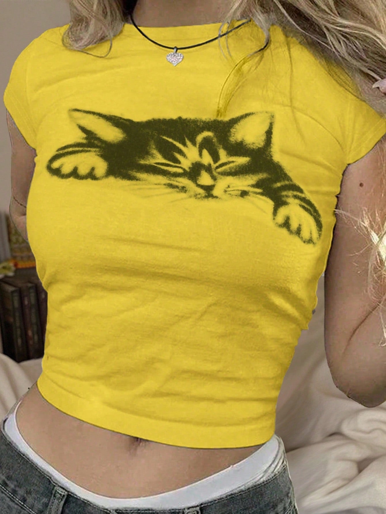 Women’s Cute Short Sleeve Cat Pattern Summer T-Shirt