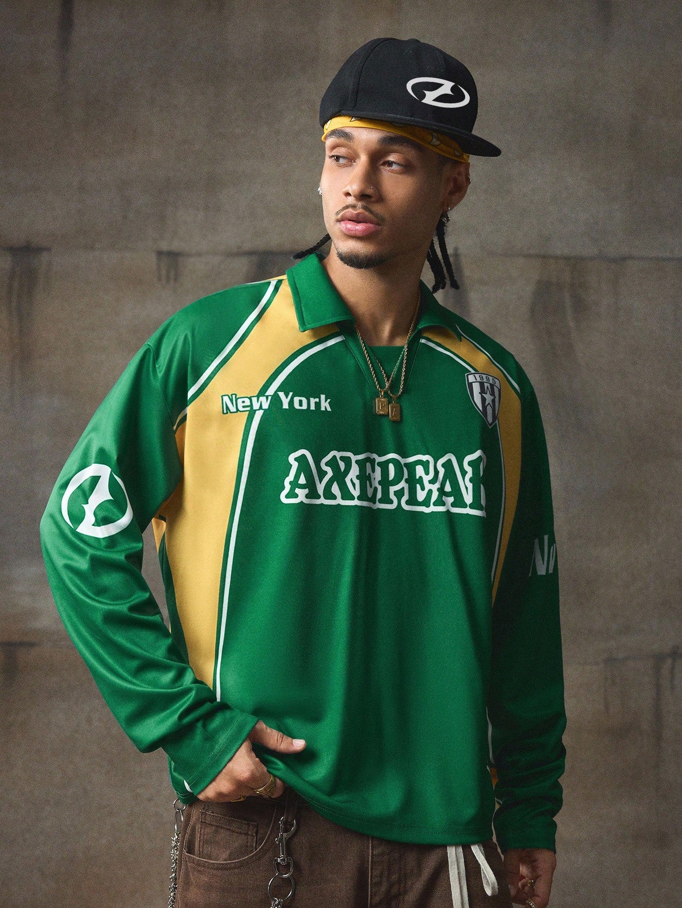 Men's Printed Long Sleeve Polo Shirt
