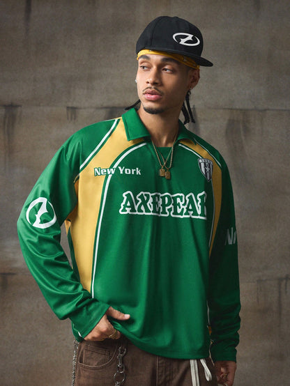 Men's Printed Long Sleeve Polo Shirt