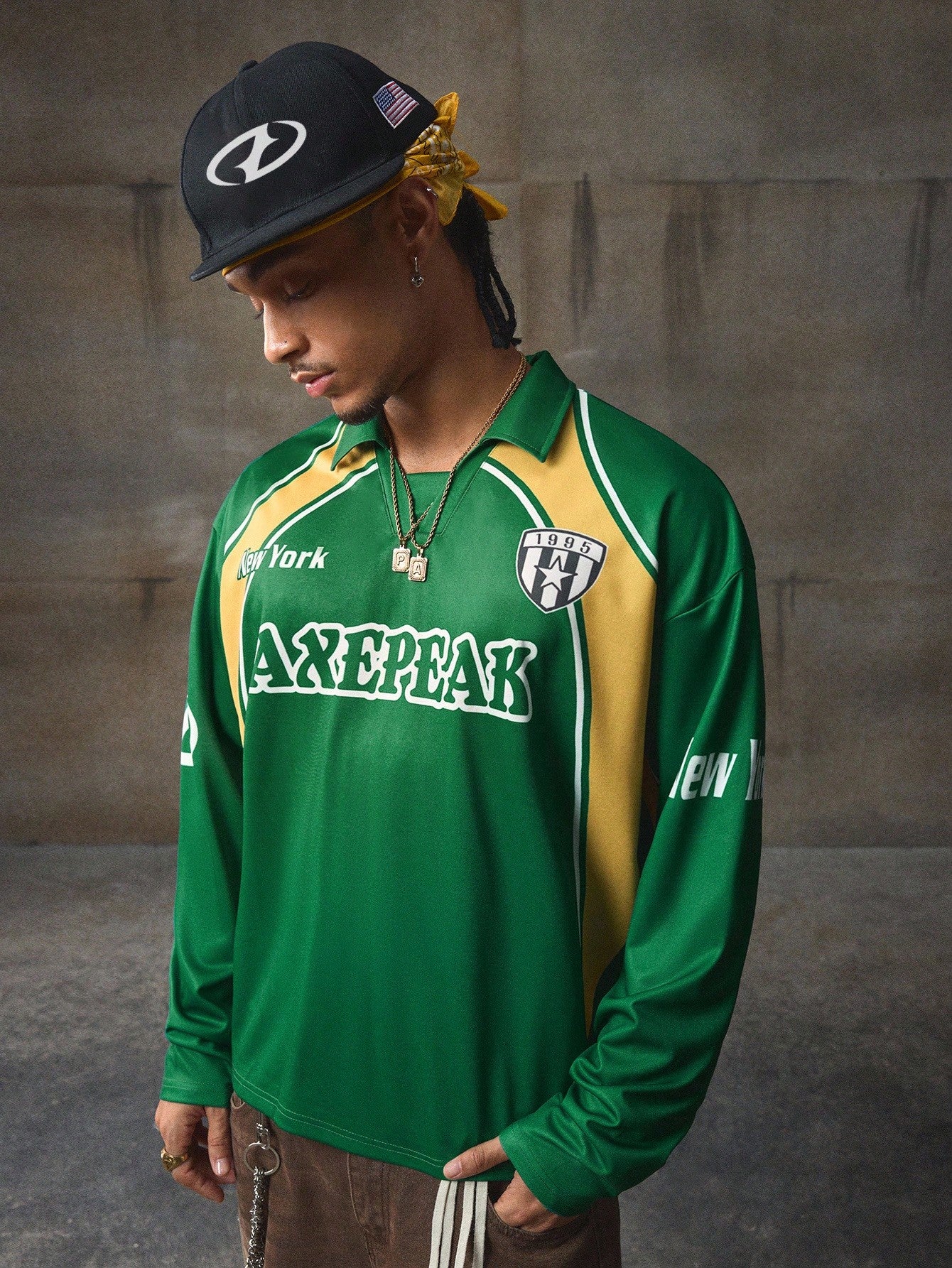 Men's Printed Long Sleeve Polo Shirt