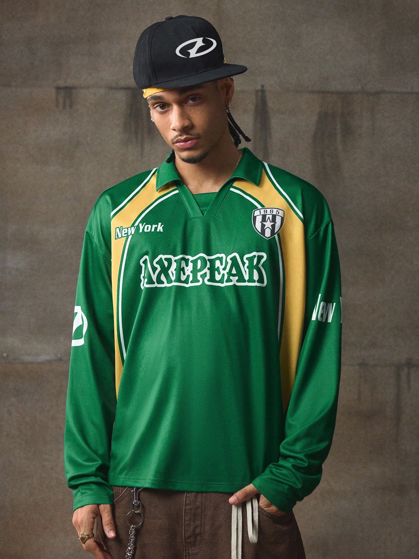 Men's Printed Long Sleeve Polo Shirt