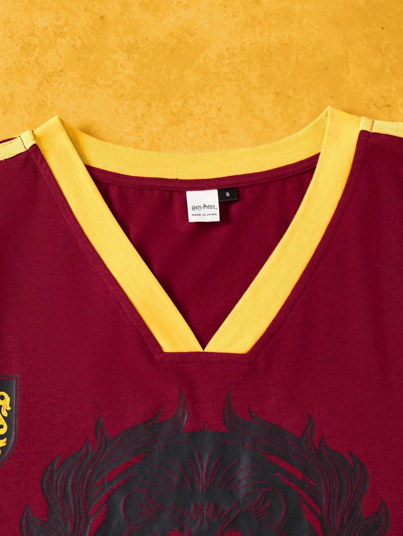 Oversized V-Neck Striped Letter Drop Shoulder Jersey