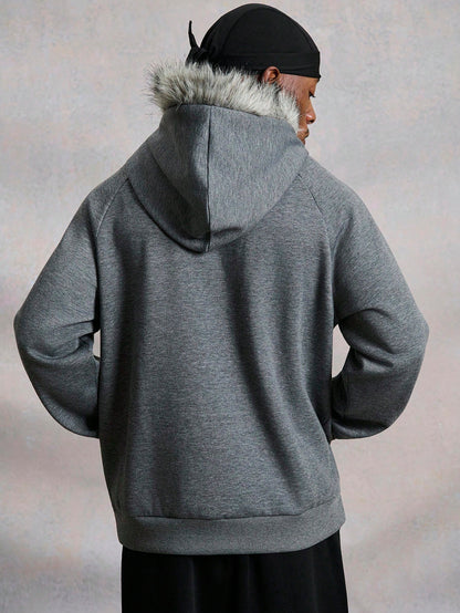Men's Letter Graphic Raglan Fleece Hoodie