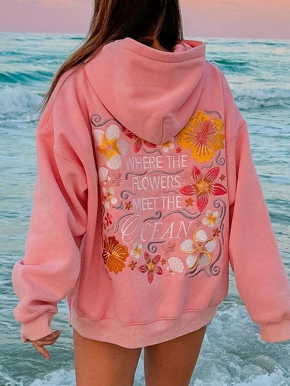 Y2K Floral Embroidered Oversized Graphic Hoodie