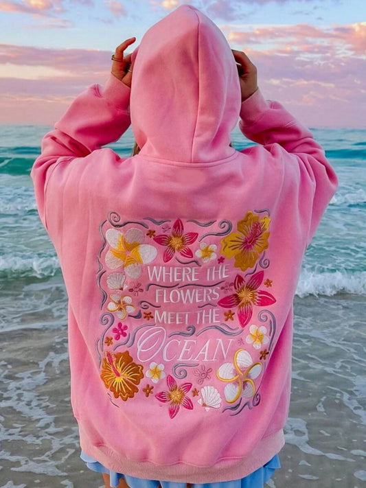 Y2K Floral Embroidered Oversized Graphic Hoodie