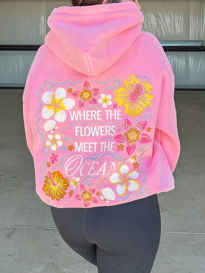 Y2K Floral Embroidered Oversized Graphic Hoodie