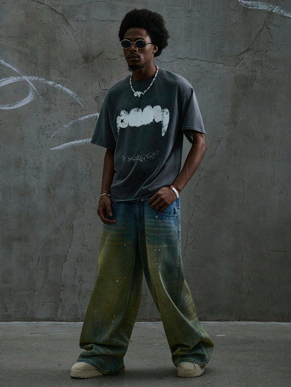 Men's Distressed Vampire Fang Splatter Streetwise Tee