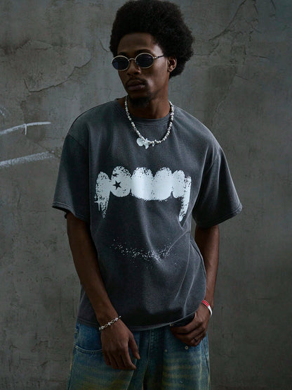 Men's Distressed Vampire Fang Splatter Streetwise Tee