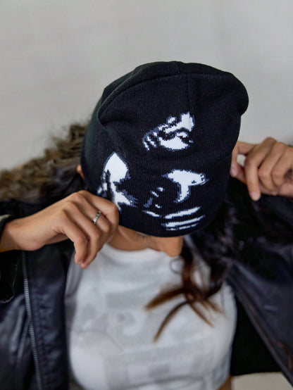 DareSee Y2K Geometric Pattern Men's Jacquard Knit Hat