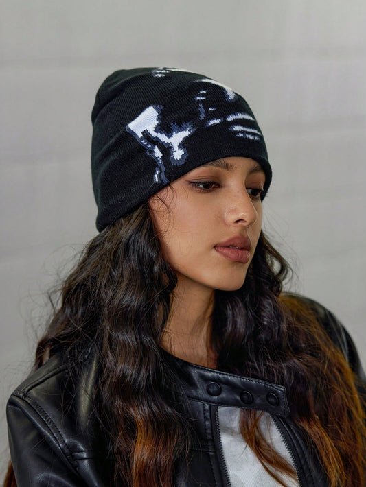DareSee Y2K Geometric Pattern Men's Jacquard Knit Hat