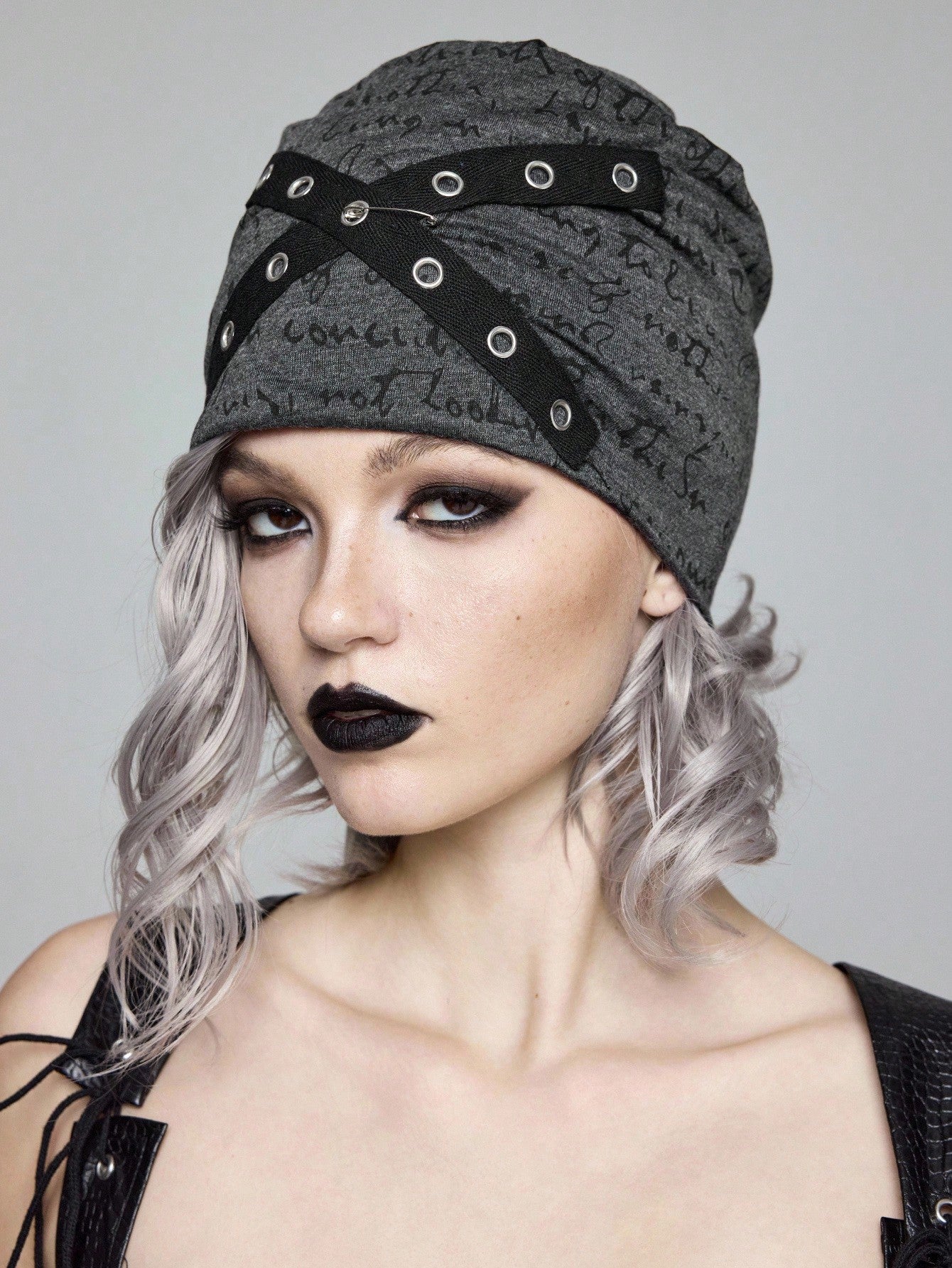Grunge Punk Criss Cross Beanie Hat