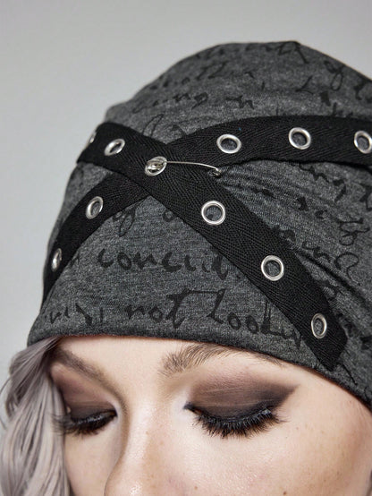 Grunge Punk Criss Cross Beanie Hat