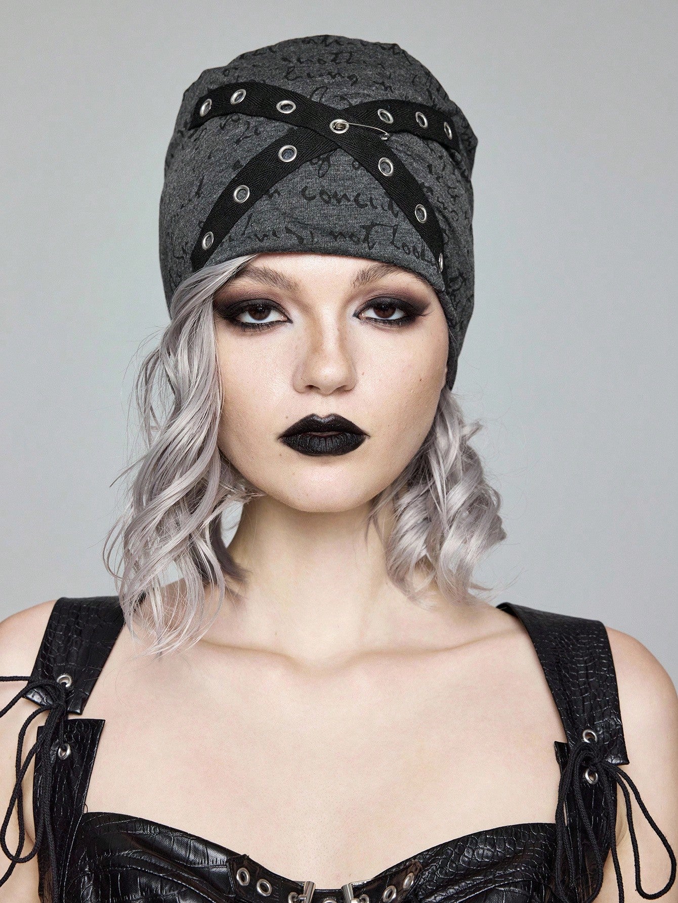 Grunge Punk Criss Cross Beanie Hat