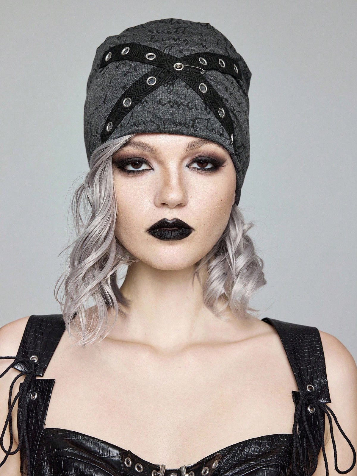 Grunge Punk Criss Cross Beanie Hat
