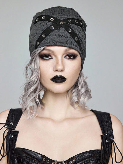 Grunge Punk Criss Cross Beanie Hat