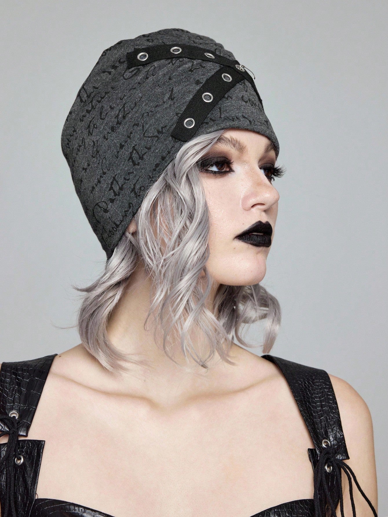 Grunge Punk Criss Cross Beanie Hat