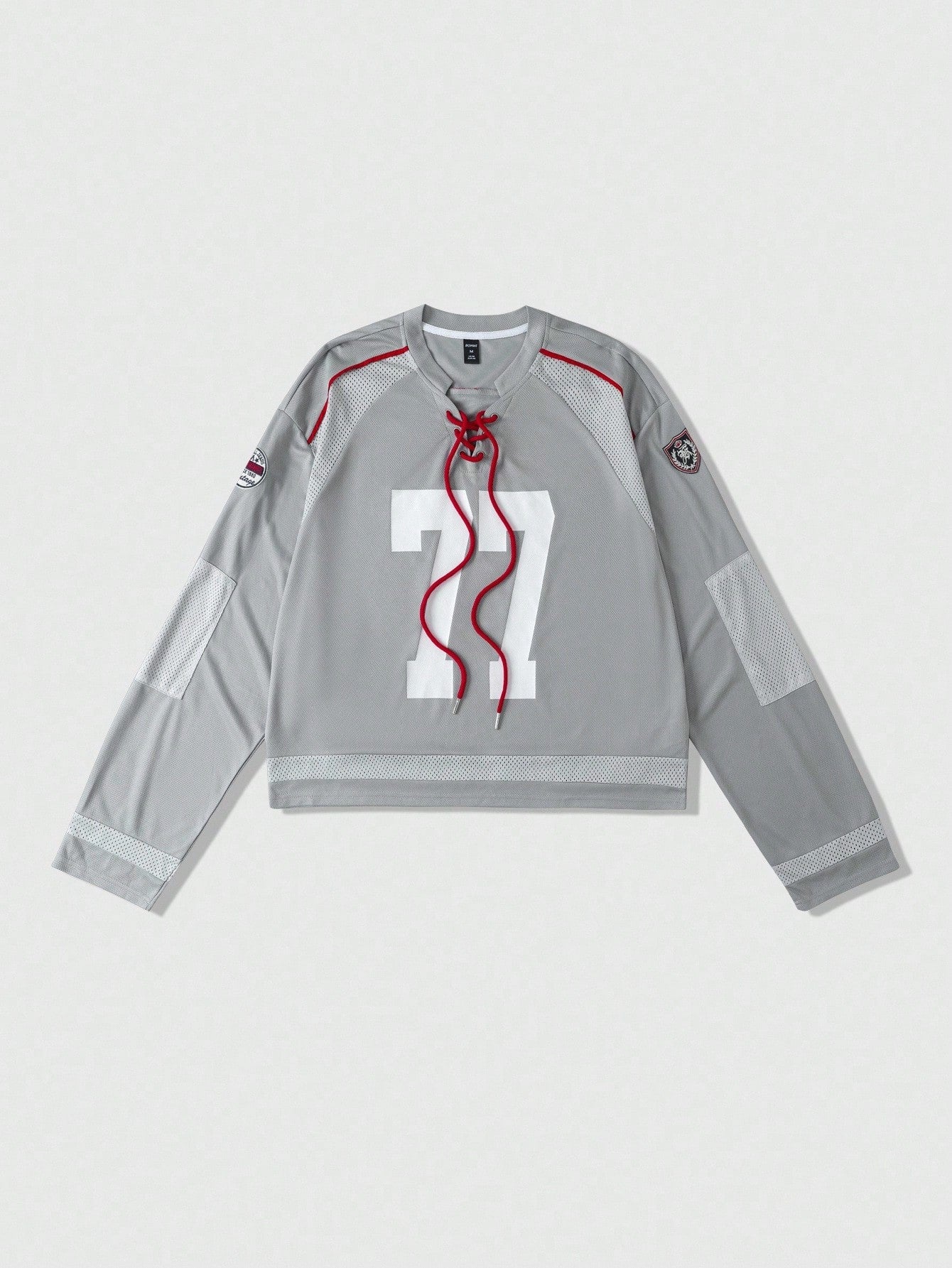 Street Life Men's Oversized Halloween Mesh Patchwork Long Sleeve Grey Jersey