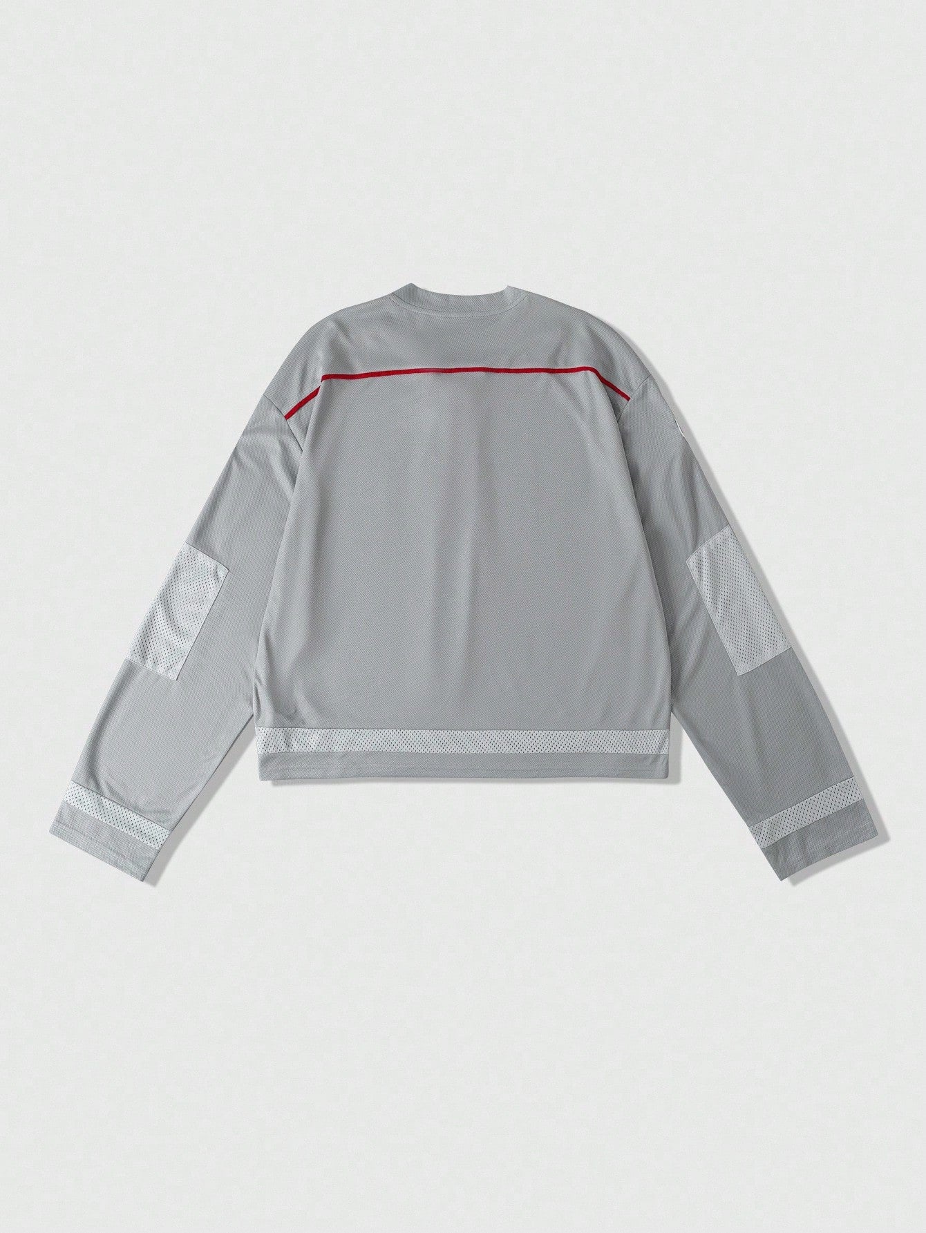 Street Life Men's Oversized Halloween Mesh Patchwork Long Sleeve Grey Jersey