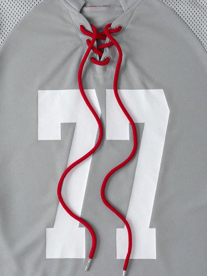 Street Life Men's Oversized Halloween Mesh Patchwork Long Sleeve Grey Jersey