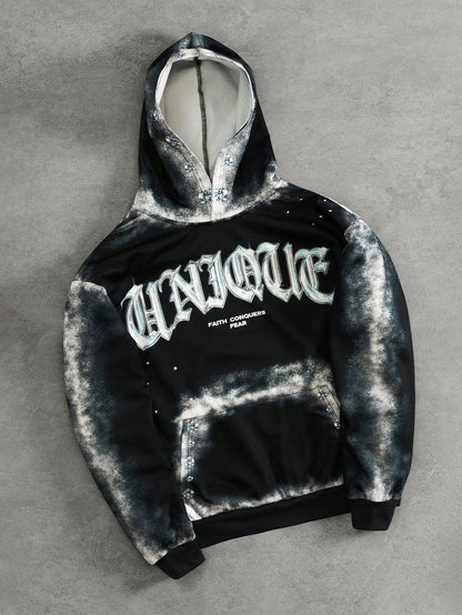 Men Ombre Letter Print Hoodie