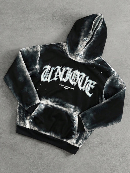 Men Ombre Letter Print Hoodie