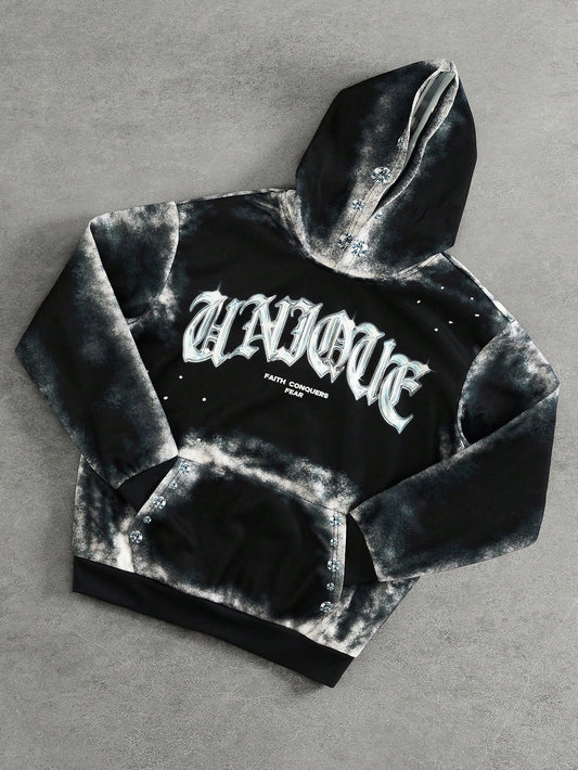 Men Ombre Letter Print Hoodie