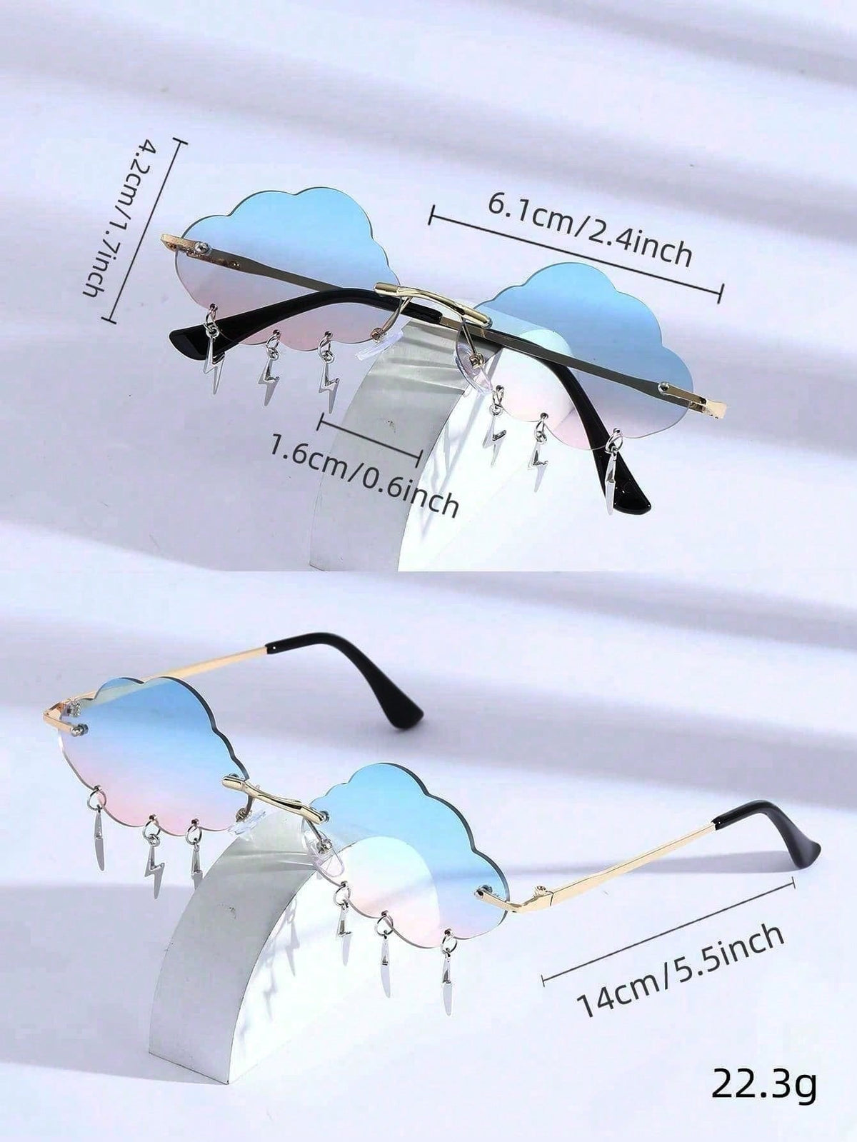Cloud Lightning Frameless Y2K Fashion Glasses with Strap