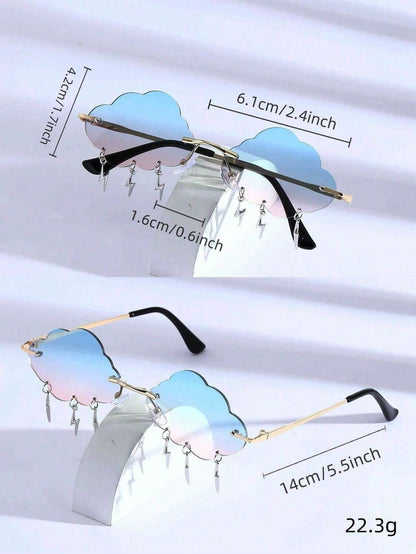 Cloud Lightning Frameless Y2K Fashion Glasses with Strap