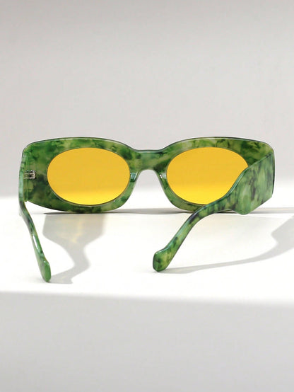 Retro Cat-Eye Marble Pattern Y2K Fashion Glasses