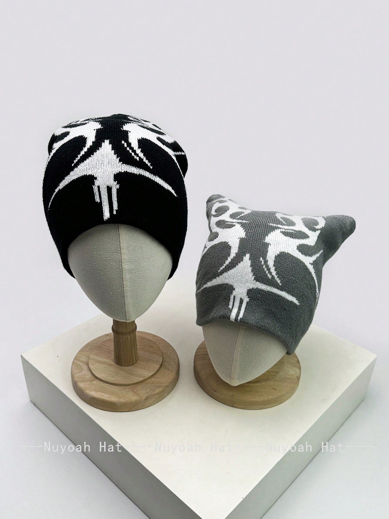 Jacquard Flame Knit Streetwear Beanie Hat