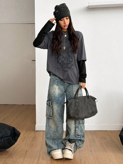 Y2K Grunge Oversized Long Sleeve Tee