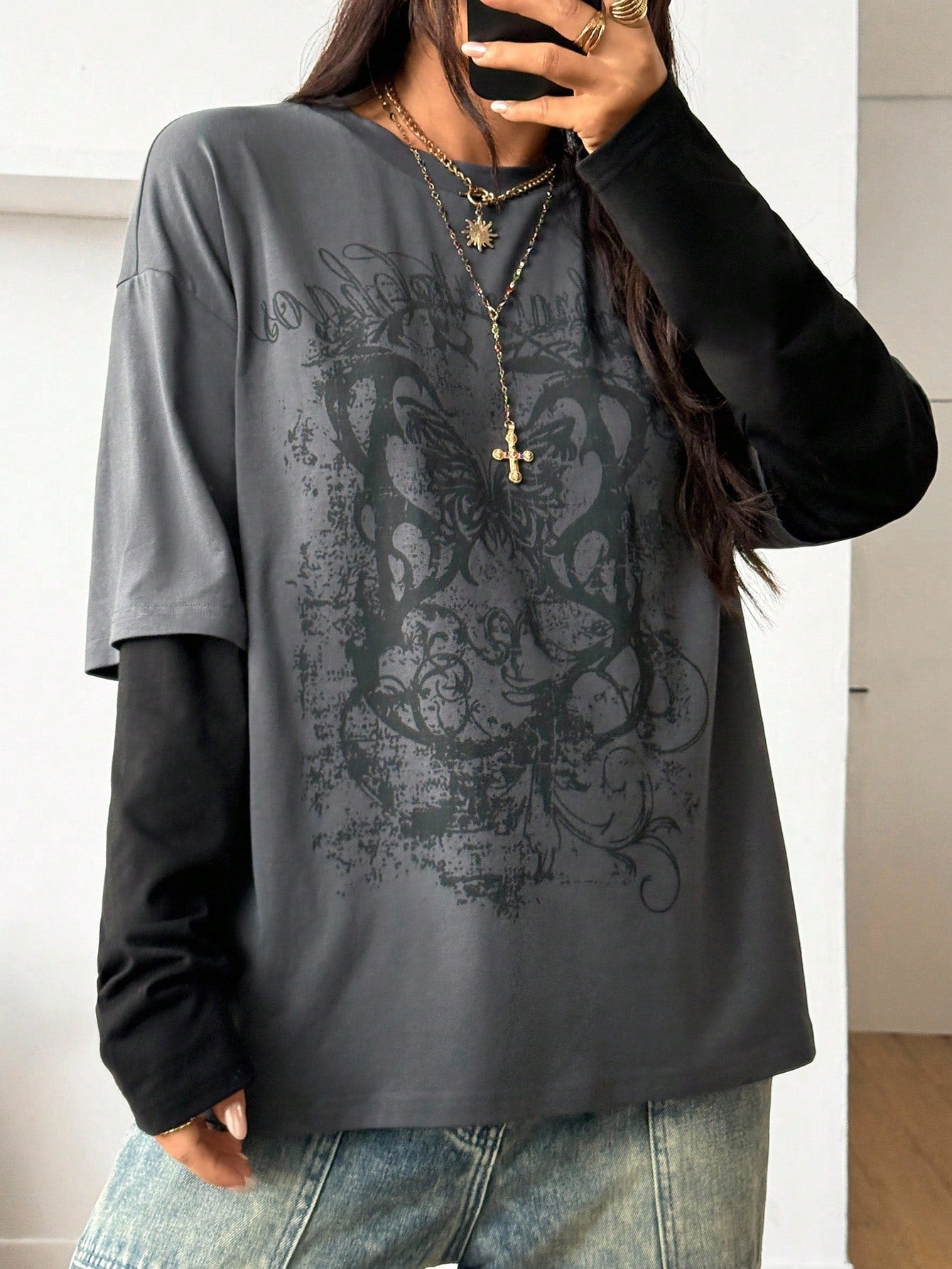 Y2K Grunge Oversized Long Sleeve Tee