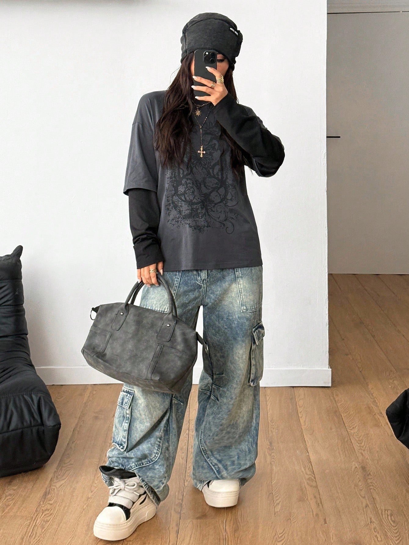 Y2K Grunge Oversized Long Sleeve Tee