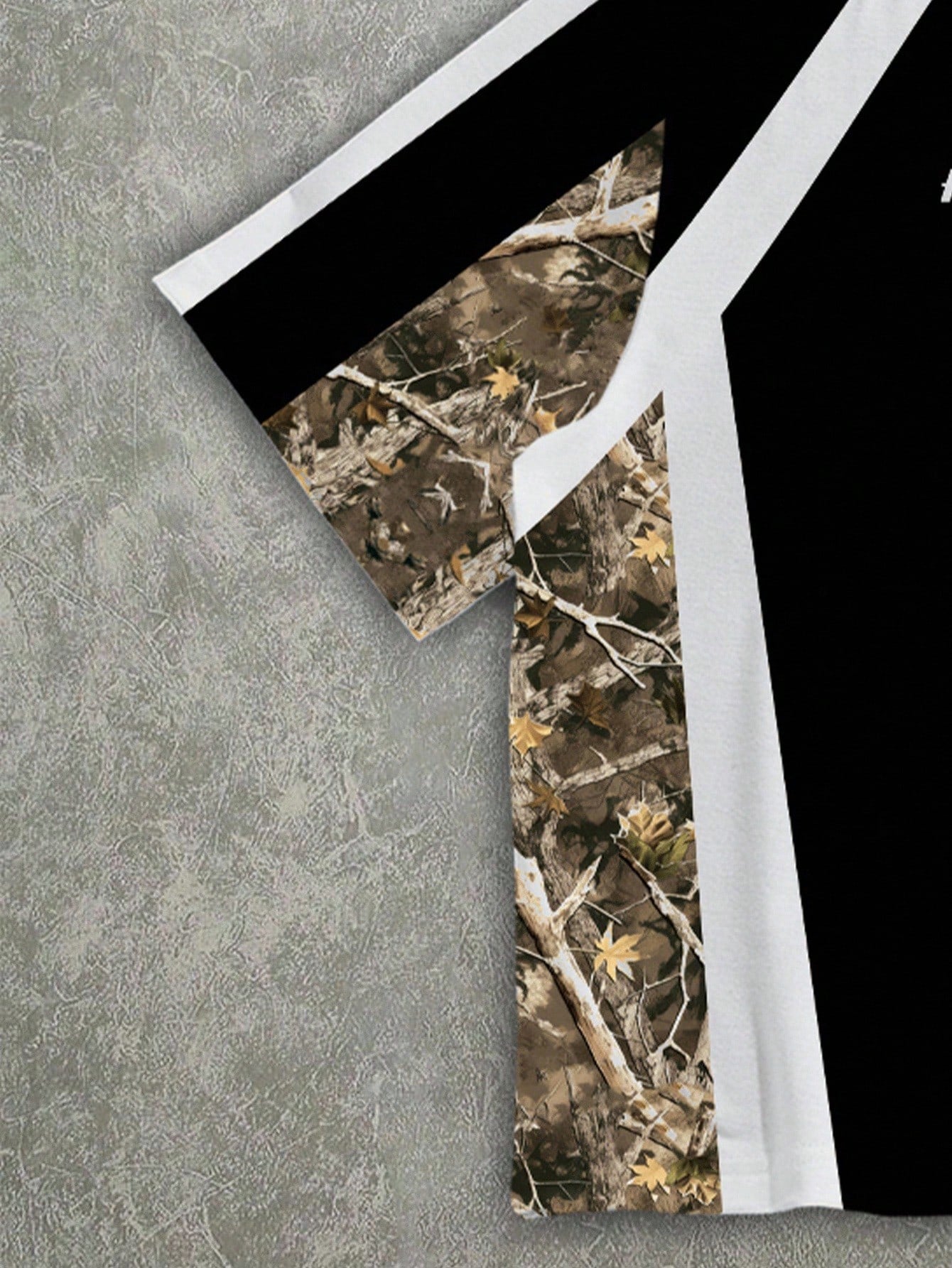 Boxy Cropped Black & White Camouflage Patchwork Jersey